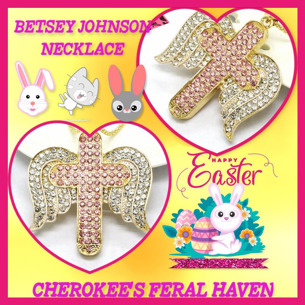 Betsey Johnson Pink Angel Wings Necklace